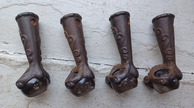 4x Antique Vintage Glass Ball Claw Feet Piano Stool With 4 Original Screws
