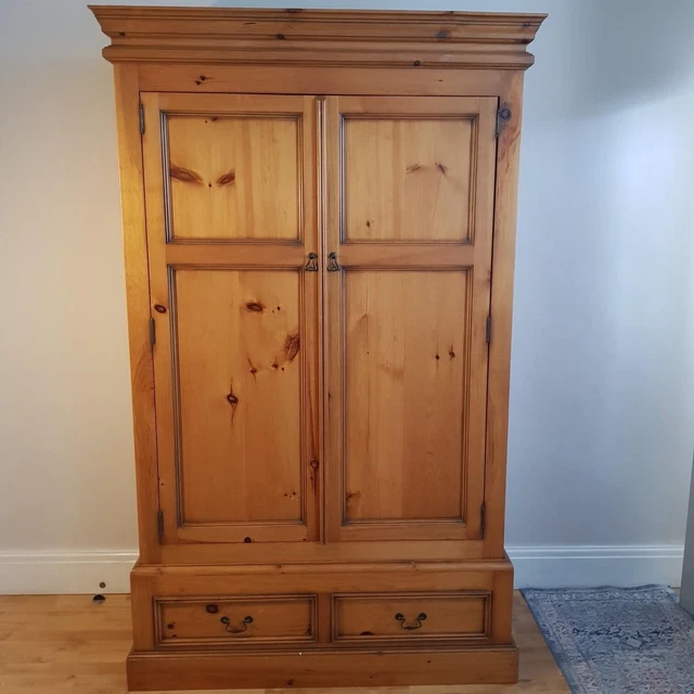 Antique pine wardrobe with drawers