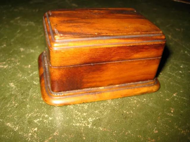 Vintage Stamp Box - 2 Compartments - Olive Wood