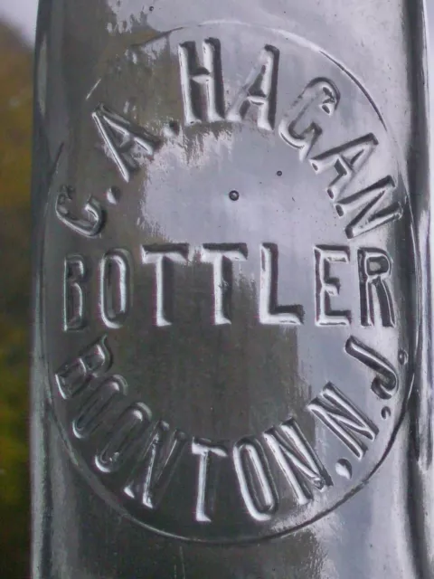 Rare clear embossed C. A. Hagan, Bottler. Boonton, N. J. blob top beer bottle