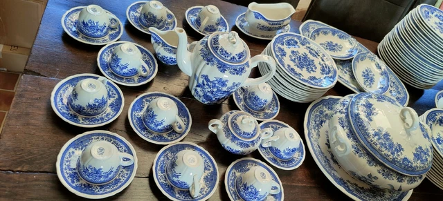 Lot De 8 Assiettes Vintage Villeroy & Boch - Style Bleu & Blanc - Très Bon état