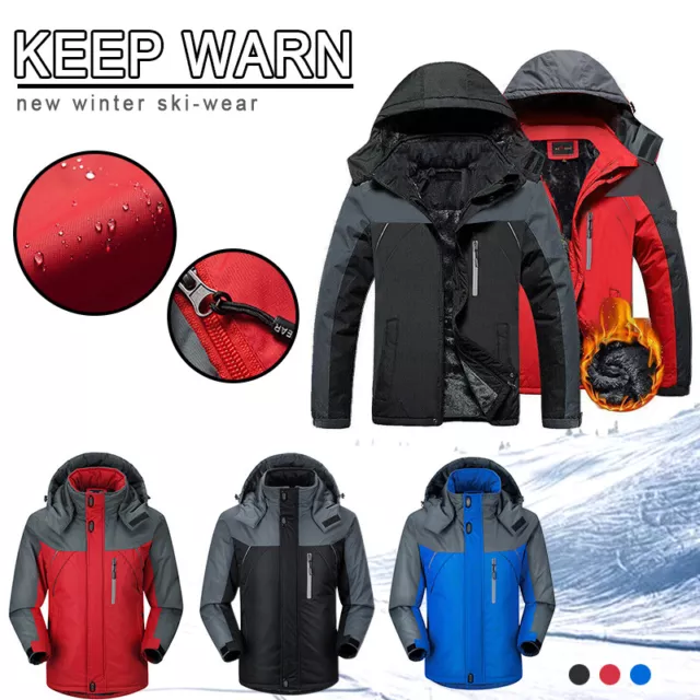 Men's Winter Windproof Fleece Lined Jacket Outwear Waterproof Warm Jackets Coats 4