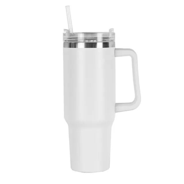 40 oz Travel Cup Dupe Straw Lid Insulated Stainless Steel Water Bottle Tumbler