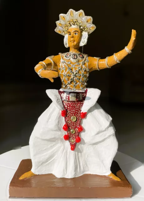 Sri Lankan Kandian Dancer Statue - Handmade Standing Deco 10"