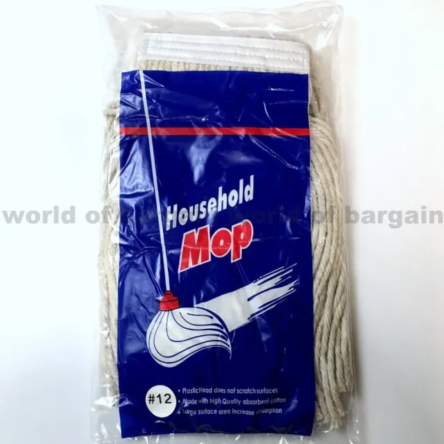 MOP HEAD #12 Heavy Duty Cotton Replacement Refill String Wet Floor Mops Cleaner