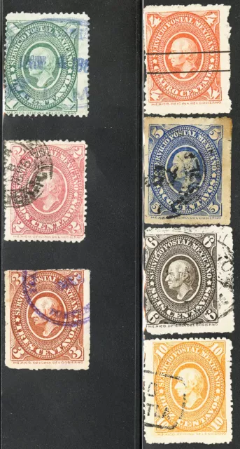 Mexico Stamps # 165-71A Used Fresh Scott Value $45.00