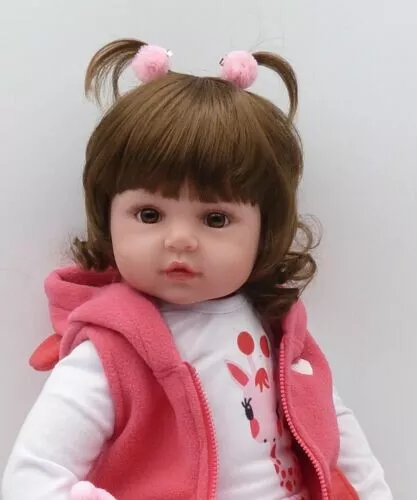 19"Reborn Dolls Baby Vinyl Silicone Handmade Lifelike Toddler Newborn Doll Gift
