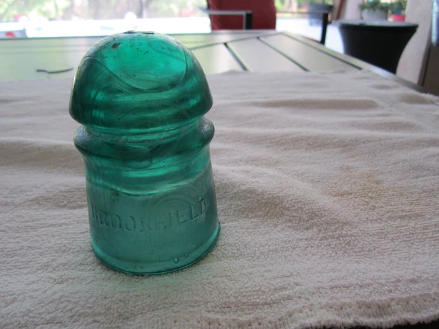 UNUSUAL Antique Brookfield Glass Pony Insulator CD 102 Aqua Blue 