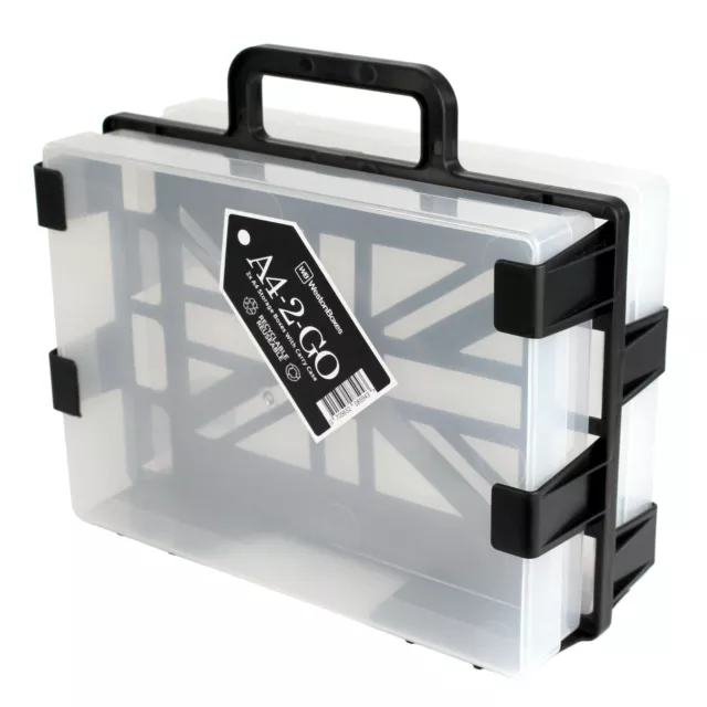 WestonBoxes A4-2-GO Craft Storage Box Carrier, Including A4 Storage Boxes