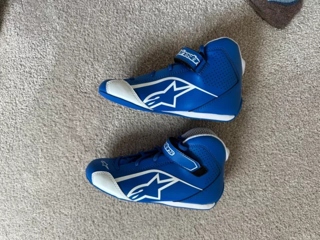 Alpinestars Tech-1 Size 1 US EUR 32 Youth Karting Shoes Blue New