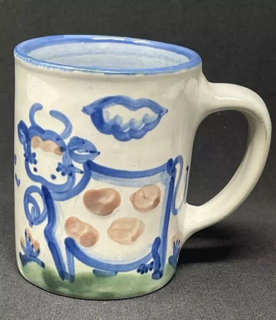 M A Hadley Pottery Stoneware Mug Cup with COW