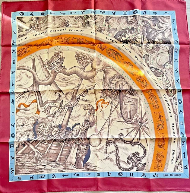 Foulard Carré Vintage En Soie Françoise Guérin - 78x74 Cm - Motif Floral Tropical - Occasion