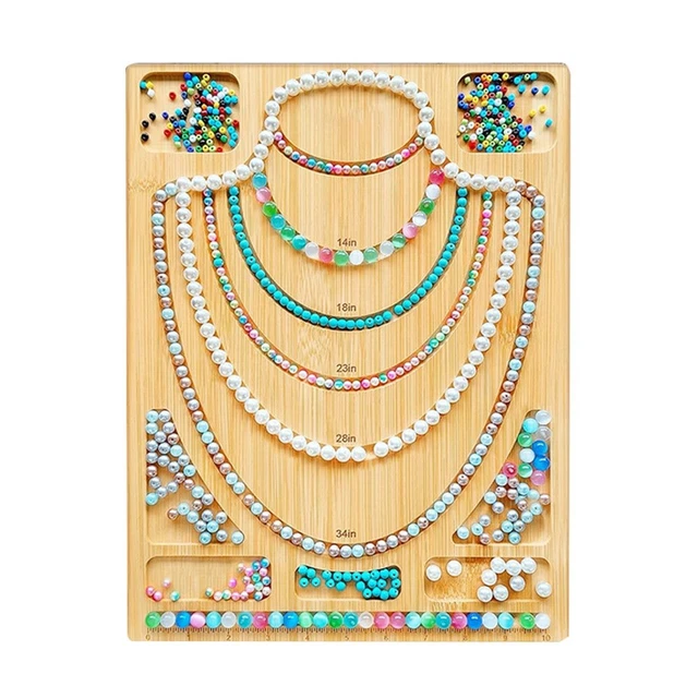 Planche à Perles En Bois Massif Pour Fabrication De Bijoux - Échelle Graduée 15-20 Cm - Pour Bracelets Et Créations DIY