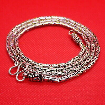925 Sterling Silver Byzantine Bali Borobudur Pendant Necklace Chain 3mm 28" 51g