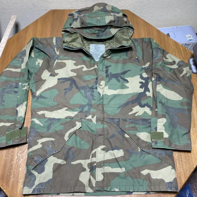 MILITARY ISSUE GORE-TEX Woodland Camo Cold Weather Parka Jacket Medium ...