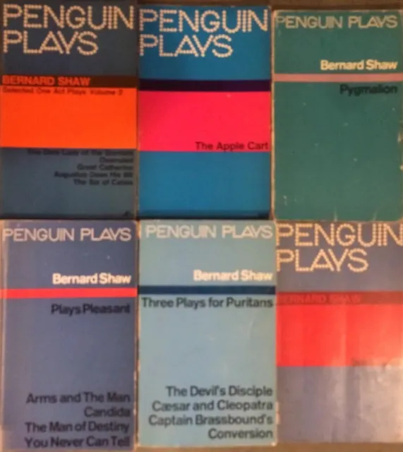6 Bernard Shaw 60s Penguins-Pygmalion;Saint Joan;Plays Pleasant;Puritans;Candida