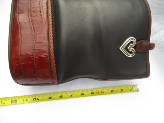 VTG Brighton Embossed Brown Leather Croc Shoulder Bucket Handbag Tote Purse Bag 6