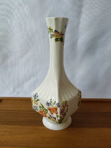 Aynsley "Cottage Garden" 7.5" Tall Fine Bone China Bud Vase Butterflys Flowers