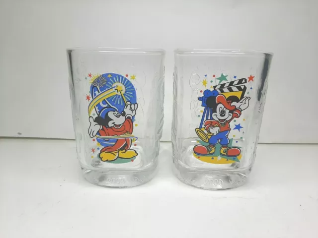 Walt Disney Mickey Mouse 2000 Millennium  Square Glasses Set Of 2