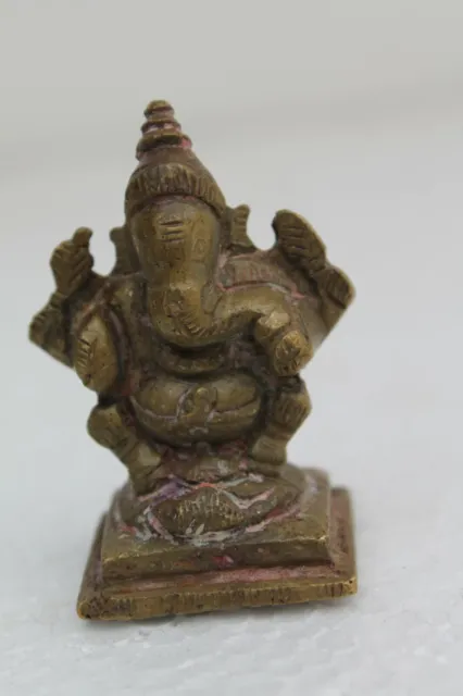 Vintage Old Hand Crafted Solid Casted Brass Elephant God Ganesha Figure NH1018