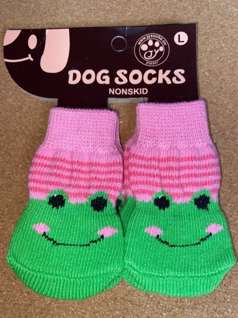 DOG SOCKS Cozy Warm Non-Skid Bottom Size LARGE Little Frogs