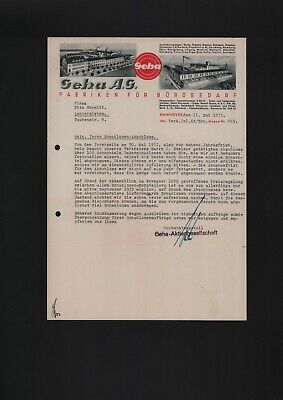 geha HANNOVER Brief 1930 GEHA AG Fabrik für Büro-Bedarf Geha-Trumpf-Garantie-Schabl 