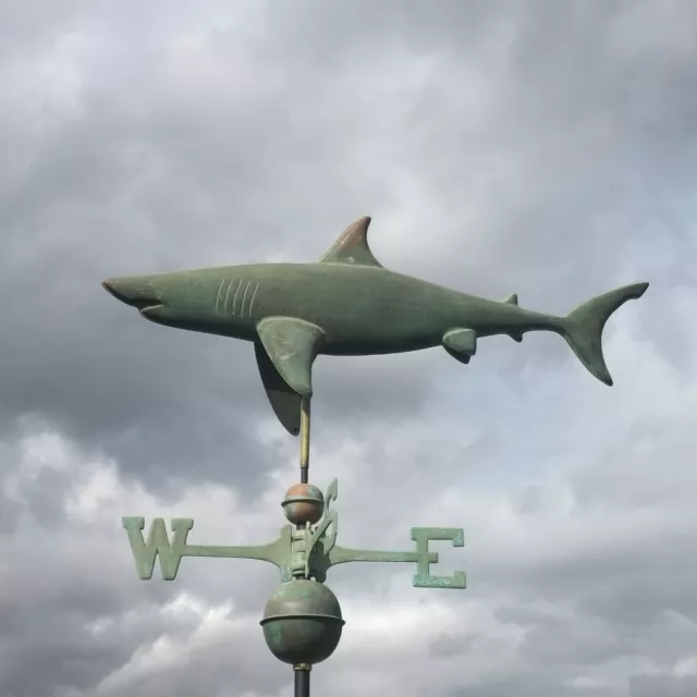 large shark copper weather vane genuine verdigris