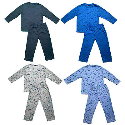 Boys Kids Pyjamas Long Sleeve Top Bottom Set Nightwear Printed Cotton Fleece