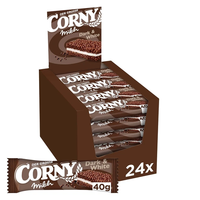 Barretta per cereali latte corny dark & white panino al latte cacao 22 x 40 g NUOVO MHD 6/05/24