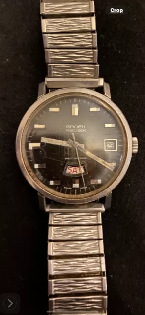 Vintage GRUEN RARE Men’s Auto Wind Quartz Watch, Dark Face