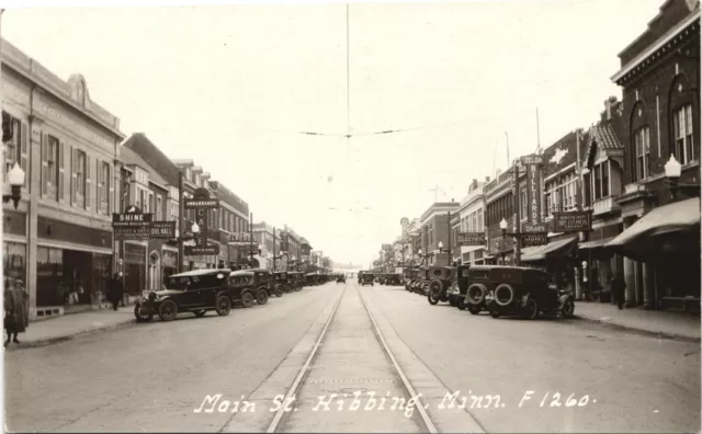 MAIN STREET VIEW antique real photo postcard rppc HIBBING MINNESOTA MN 1920s