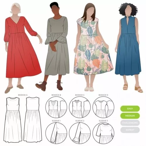 Style Arc Sewing Pattern Montana Dress Extension Pack Dresses Sizes 10-22