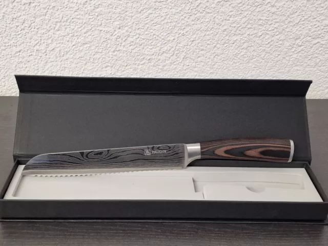 Brotmesser 20cm Gezackte Klinge Damast Optik, Küchenmesser Neu