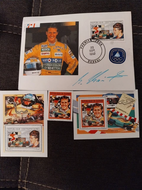 Michael Schumacher Briefmarken Lot Zentralafrika Autopen Autogramm Schumacher