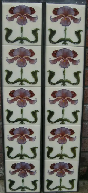 Art Nouveau Kiln Fired Fireplace Tile Set (10 Tiles ) Ref 30