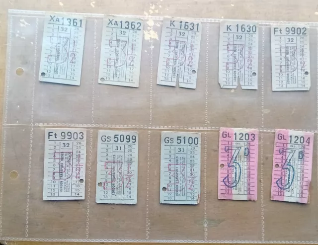 London Transport & Country Early Morning Single Bell Punch 20 bus tickets