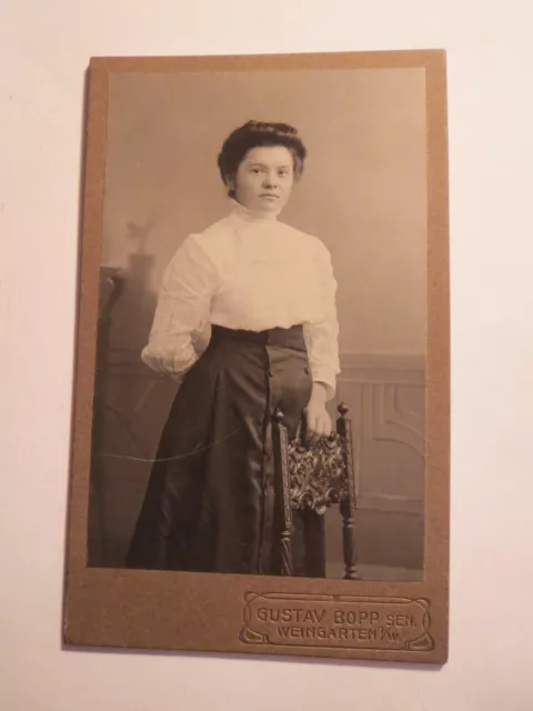 Vineyard i.W. - standing young woman in skirt - backdrop - portrait / CDV