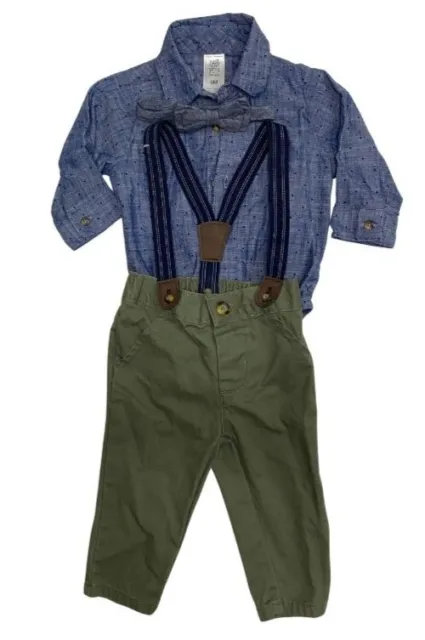 Just One by Carters Boys Outfit Set Dress Shirt/ Pants with Suspenders/ Bow-Tie