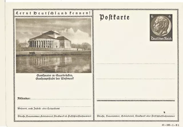 Empire Allemand Entier Postal P 236 Sarrebruck DD41-183-1-B1