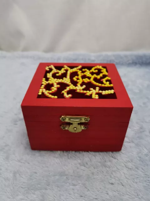 Decorative Red Patterned Wooden Box🌟 Lovely Item 💕✨