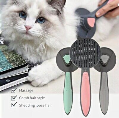 Pet Dog Cat Clean Grooming Self Cleaning Slicker Brush Hair Remover Massage Comb