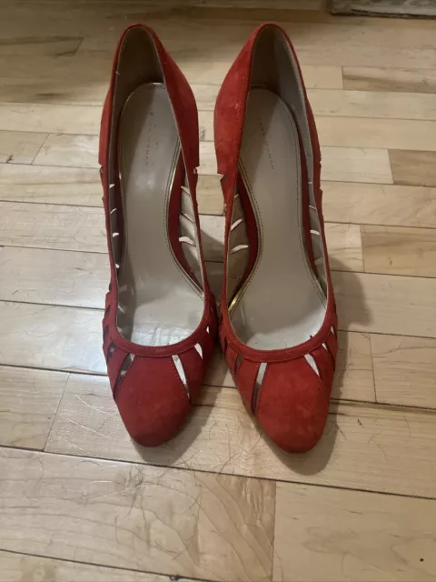 Zara Red Suede Heels - Size 40 (us 9)