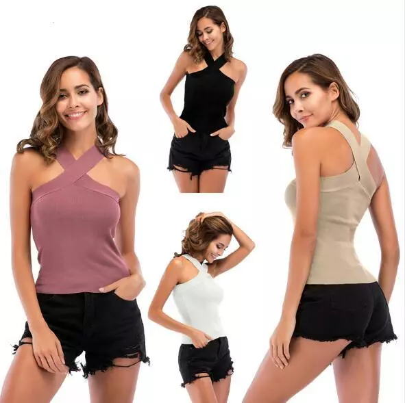 Sexy Women's T-shirt Loose Sleeveless Tank Side Open Short Beach Tops Vest  Tank 