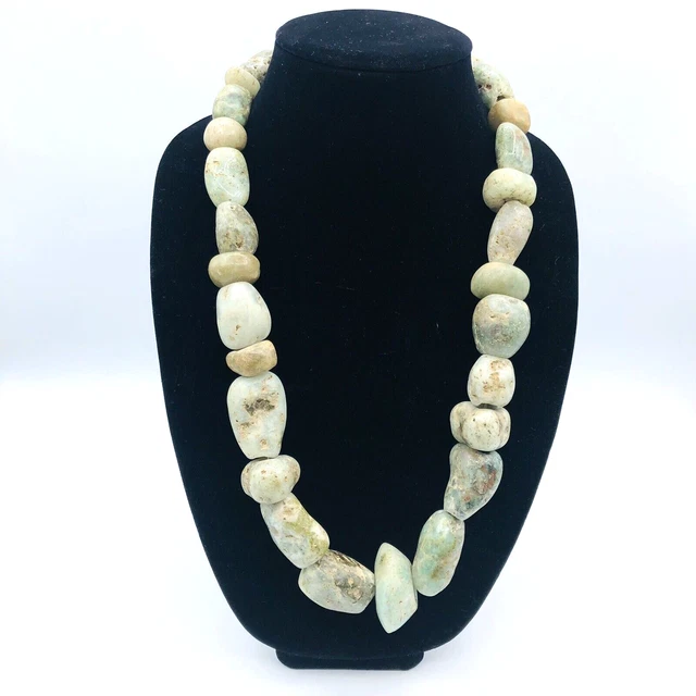 Pre Columbian Jade ? Maya Aztec Olmec Mexico Jade Beads Green Stone Necklace