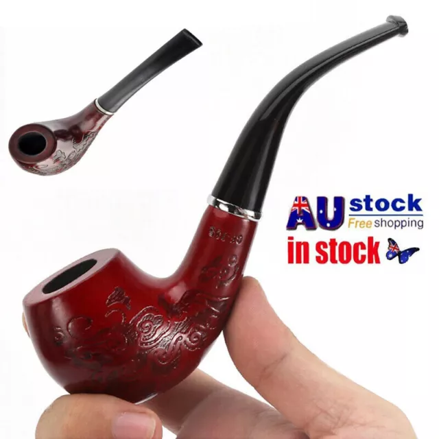 Red Solid Wood Wooden Smoking Pipe Tobacco Cigarettes Cigar Pipes