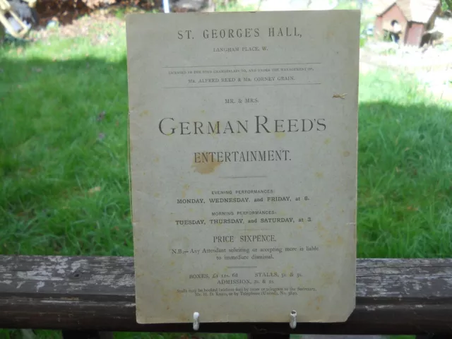 Victorian Programme,  German Reeds Entertainment,  St. Georges Hall, Langham Pl.