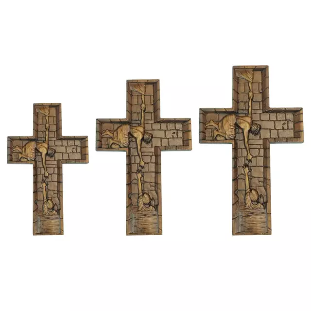 Christliches Kreuz aus Holz für Schreibtisch, Schnitzerei, Ornament, 2