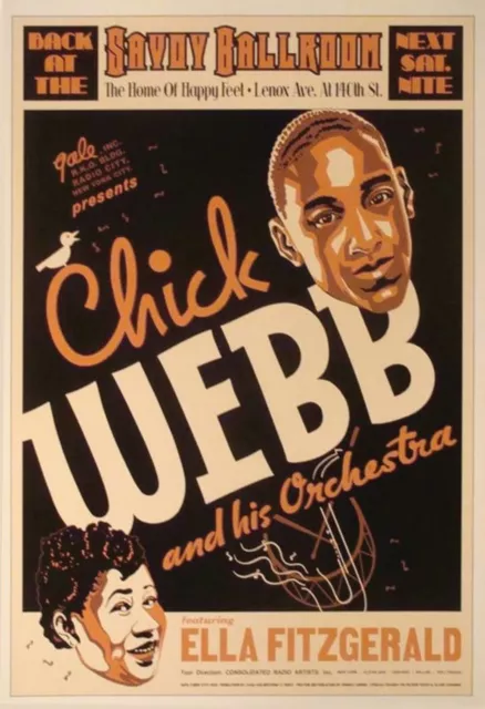 Chick Webb and Ella Fitzgerald 13" x 19" Re-Print Music Concert Poster