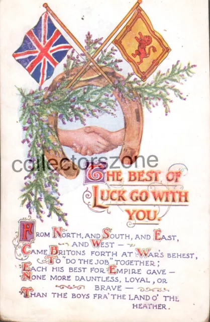 WW1 Patriotic Scottish Postcard War Rhyme  Message on back