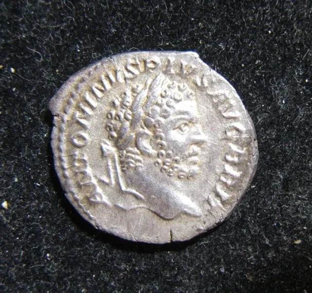 Ancient Roman Imperial silver Denarius coin Caracalla